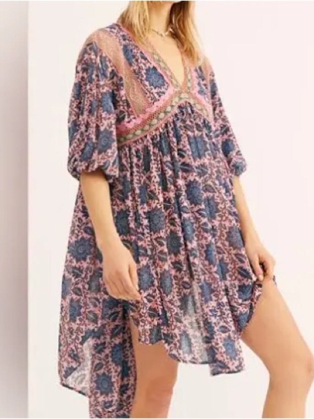 Free People Moon Child Maxi Top Women Large Embroidered Boho Hippie Festival